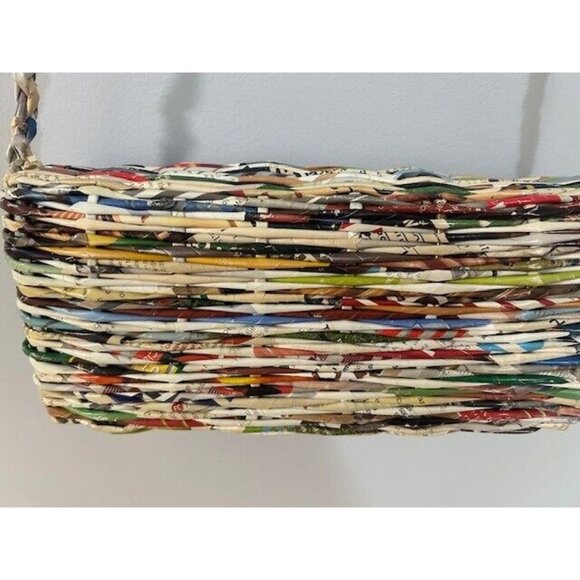 Rolled Newspaper Magazine Print Shoulder Bag Strap Unique 11" x 5" - Picture 7 of 8